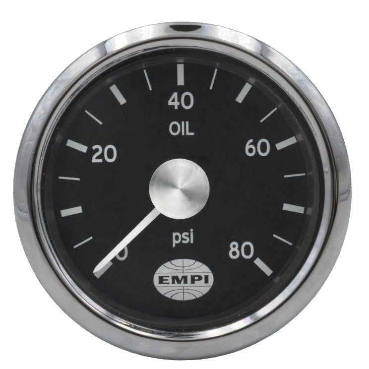EMPI GTV Rally Gauge, Oil Pressure (0-80 PSI) 2-1/16” Diameter