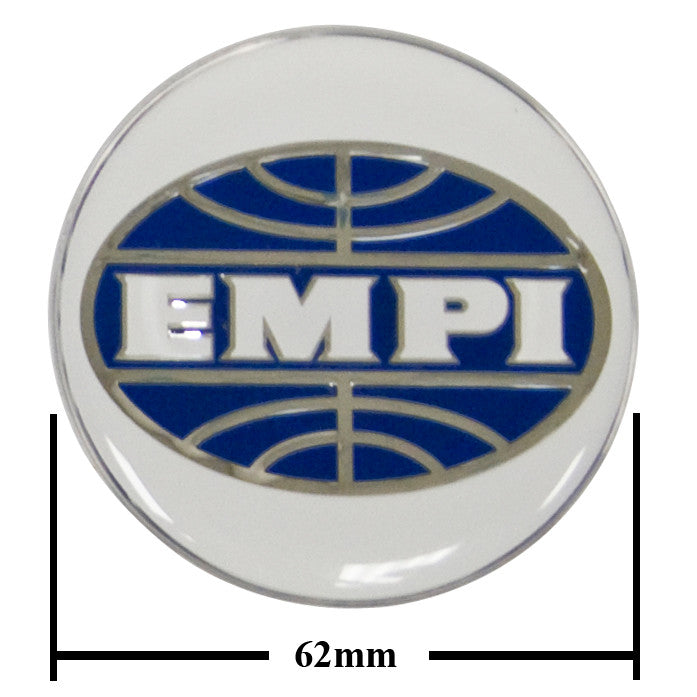 Empi 9666 Wheel Cap/Horn Button Sticker, Empi Logo White/Blue 62mm