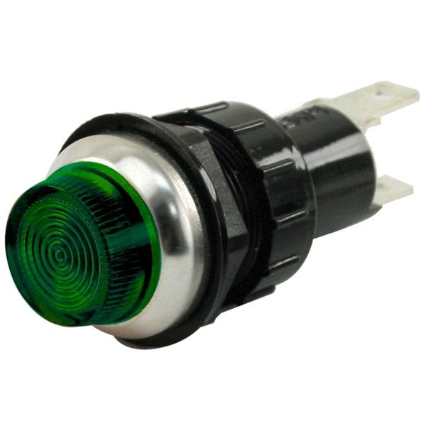 Green Indicator Light With Chrome Bezel Ring 1" Mounting Hole