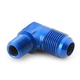 An Hose Adapter Fitting - Male 3/8" NPT To Male #10 / 90 Degree-Blue