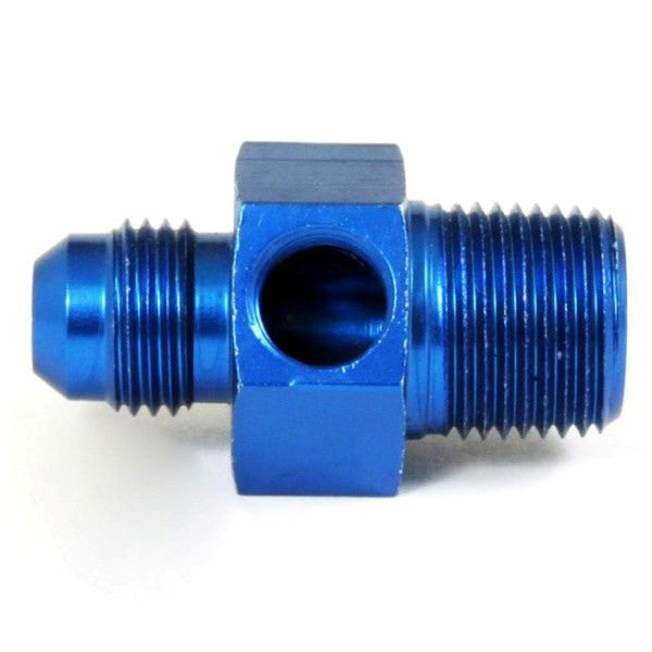 An Adapter For Pressure Gauge - Male 3/8" NPT To Male #8 - Blue