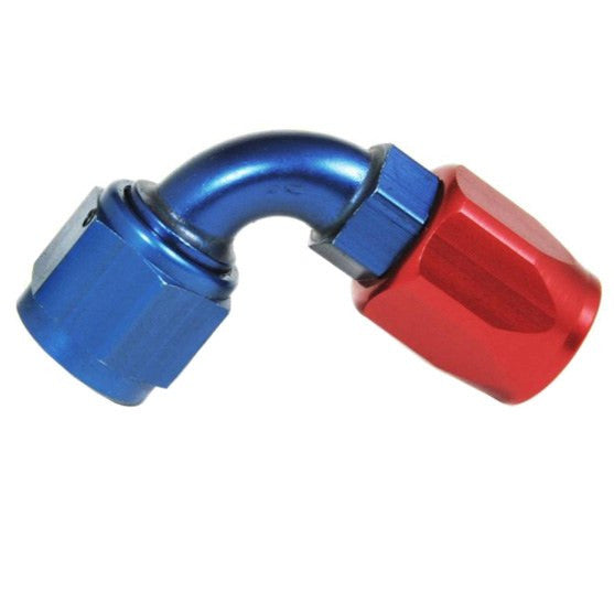 An Hose End Fitting - Female #8 / 90 Degree-Blue/Red