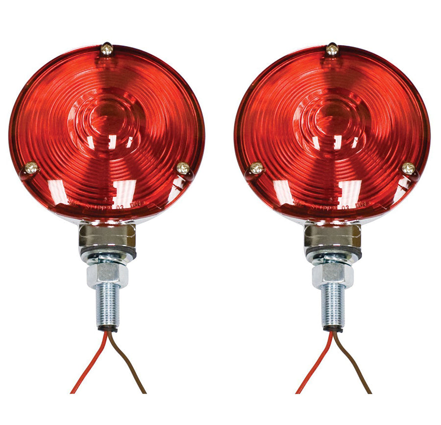 Heavy Duty 4" Off-Road Light With Red Lens And Chrome Housing, Pair