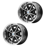 15" X 8" Vw Bug 4 Lug Black Empi Sprint Star Wheel Includes Cap - Valve Stem, Pair - Moore Parts