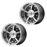 15" X 8" Vw Bug 5 Lug Black Empi Sprint Star Wheel Includes Cap - Valve Stem, Pair - Moore Parts