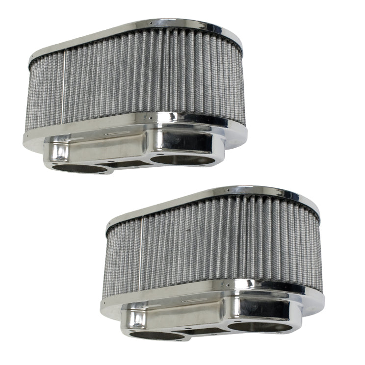Empi 43-6013 Chrome Oval Air Cleaner 48 IDA Weber 5-1/2" X 9" X 4.25". Pair