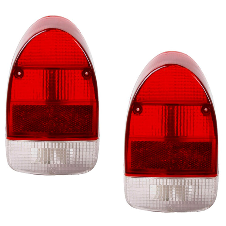 Vw Bug Tail Light Lens 1971-72 Red & White Lens, Left & Right, Pair