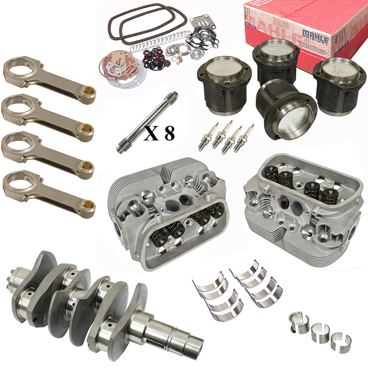 2180cc Air-cooled Vw Bug Engine Rebuild Kit, 82mm Crank GTV-2 Heads & Mahle Pistons