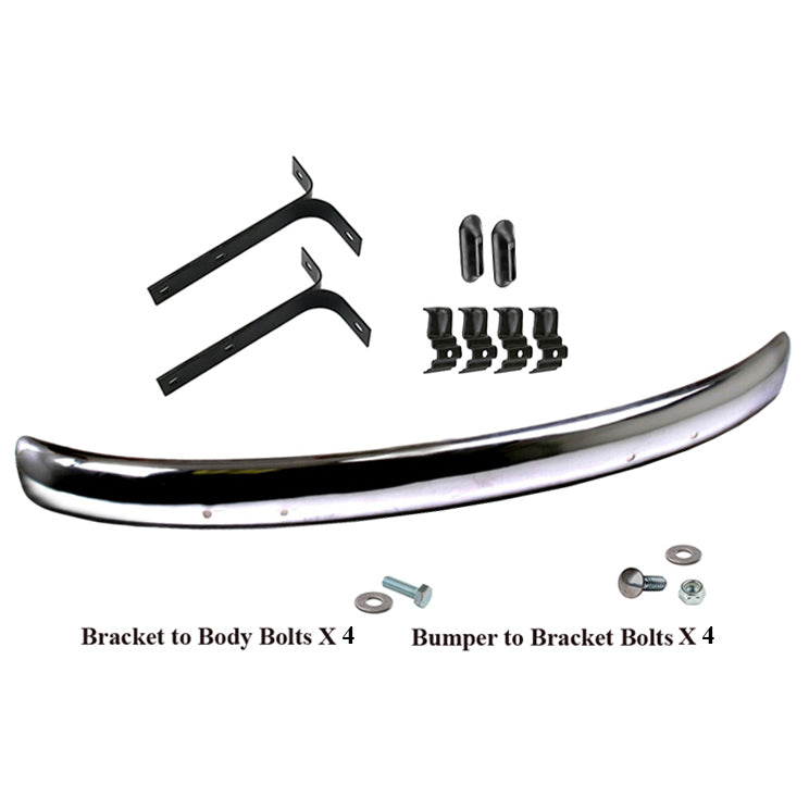 Vw Bug 1955-67 Front Cal Bumper Blade Kit With Brackets, Hardware, Seals