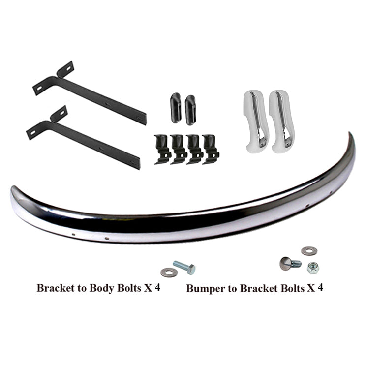Vw Bug 1955-67 Rear Cal Bumper Blade Kit W/Brackets, Hardware, Euro