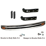 Vw Bug Chrome Stock Front Bumper Kit W/Amber Turn Signals, Brackets 1968-73