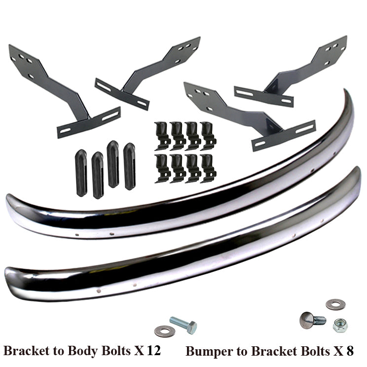 Vw Bug 1968-73 Front And Rear Early Blade Bumper Kit W/Conversion Brackets, Cal