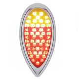 Led Ford Teardrop Tail Lights, Chrome Bezel Clear Lens Red/Amber Light, Pair