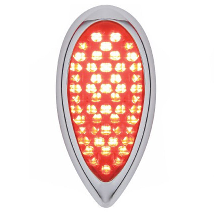 Led Ford Teardrop Tail Lights, Chrome Bezel, Red Lens, 51 Led Lights, Pair