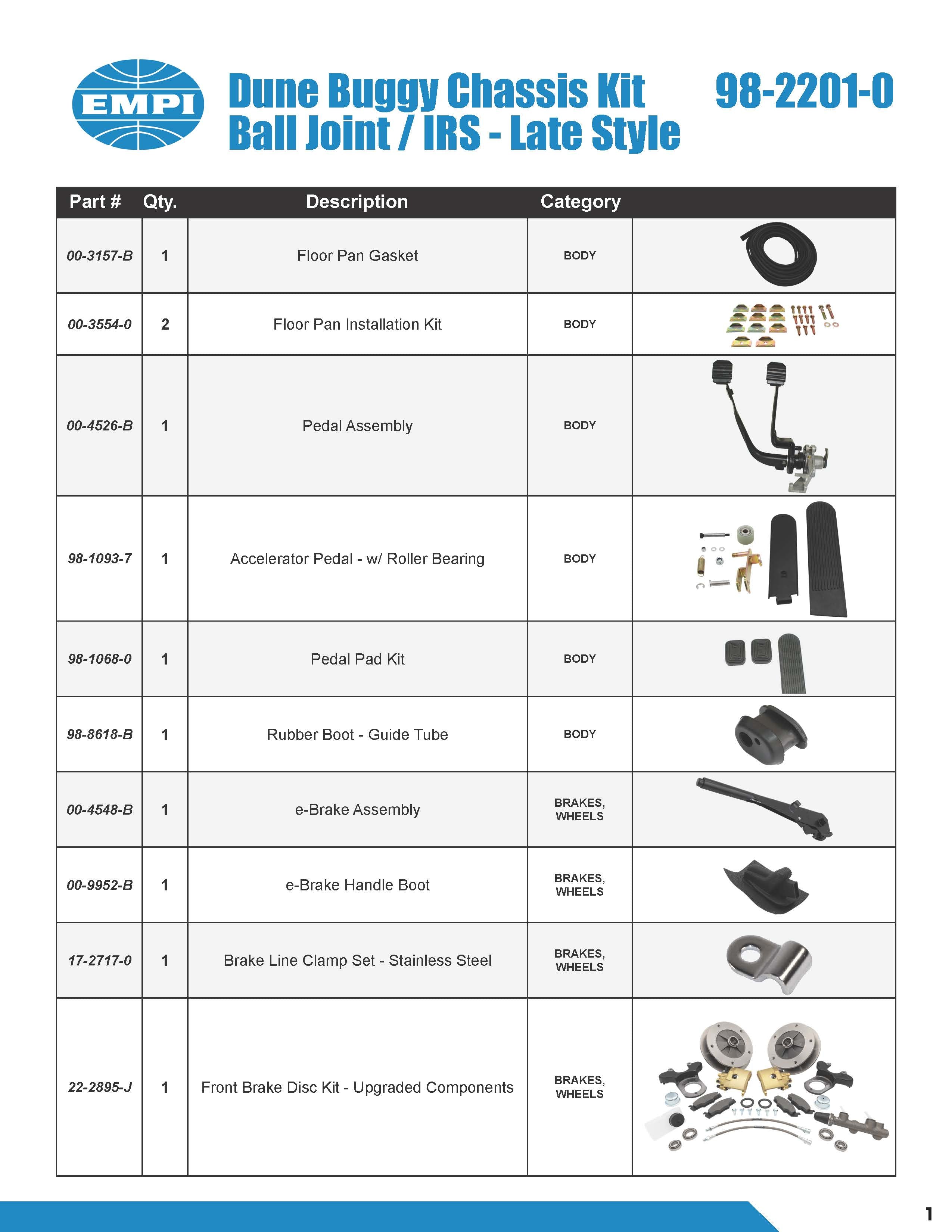 EMPI Buggy In A Box, Dune Buggy Chassis Kit Ball Joint / IRS - Late Style