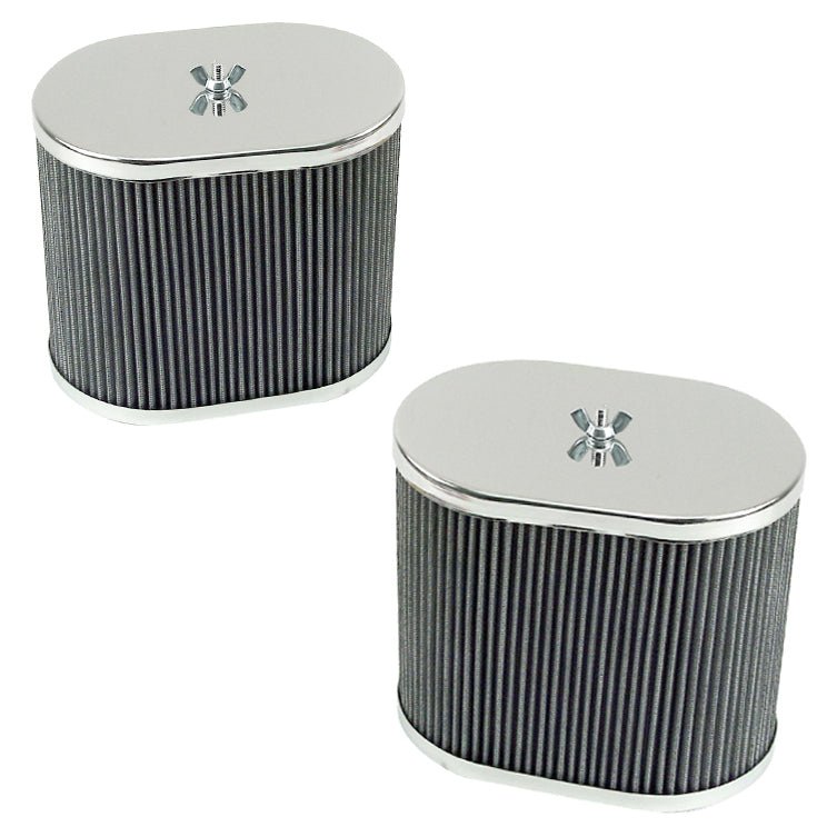 Empi 43 - 6010 Chrome Oval Air Cleaner IDF Weber/Empi HPMX 4 - 1/2" X 7" X 6". Pair - Moore Parts