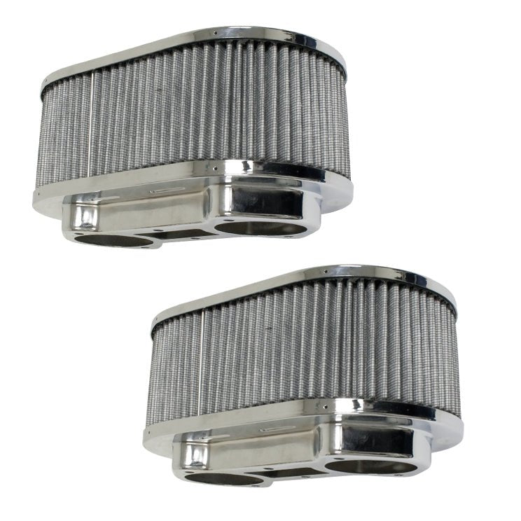 Empi 43 - 6013 Chrome Oval Air Cleaner 48 IDA Weber 5 - 1/2" X 9" X 4.25". Pair - Moore Parts