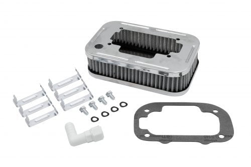Empi 8806 Chrome Rectangular Air Cleaner Assembly - Weber 4 - 1/2" X 6 - 3/4" X 1 - 3/4" - Moore Parts