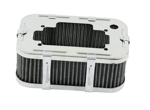 Empi 9025 Chrome Rectangular Air Cleaner Assembly - Weber 4 - 1/2" X 6 - 3/4" X 2 - 1/2" - Moore Parts