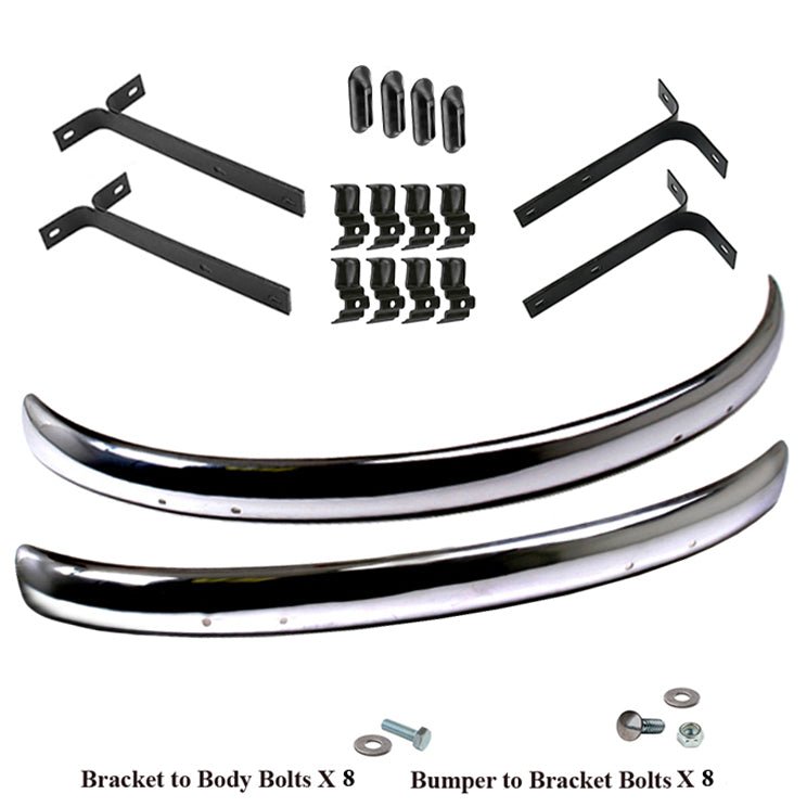 Vw Bug 1955 - 67 Front And Rear Cal Bumper Blade Kit W/Brackets, Hardware, Seals - Moore Parts