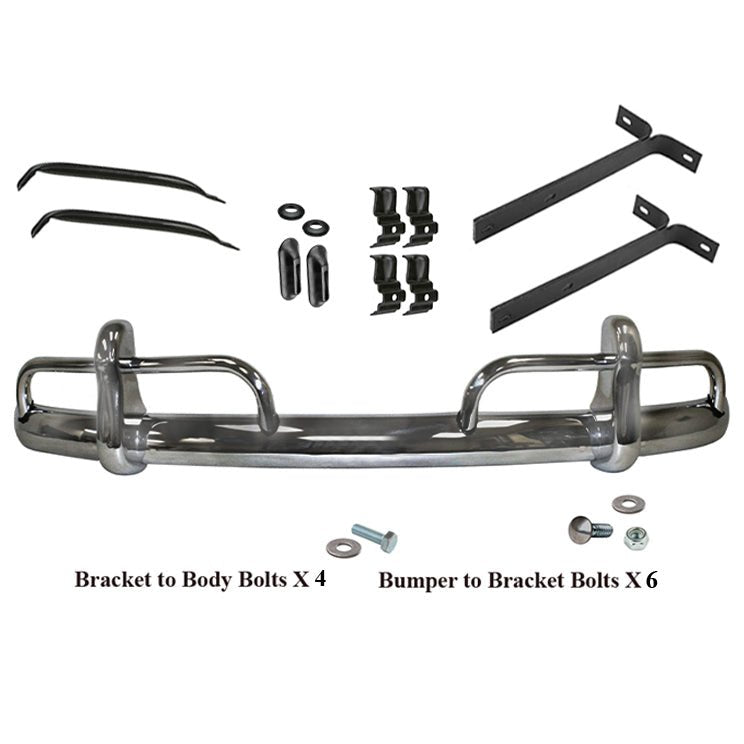 Vw Bug 1955 - 67 Rear Bumper Kit With All Brackets, Hardware, Seals - Moore Parts