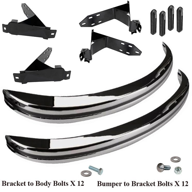 Vw Bug 1968 - 73 Front And Rear Bumper Kit With All Brackets, Hardware, Seals - Moore Parts