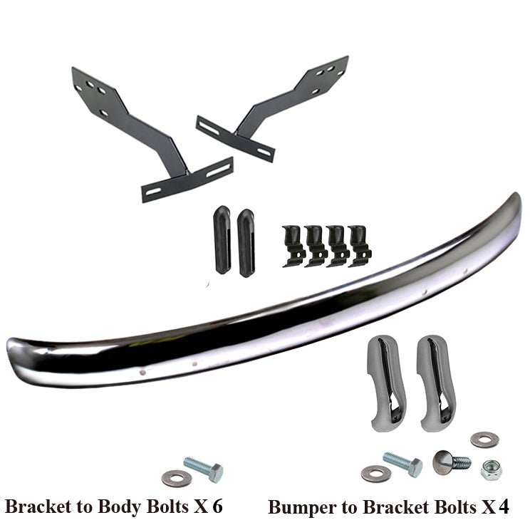 Vw Bug 1968 - 73 Front Early Blade Bumper Kit W/Conversion Brackets, Euro - Moore Parts