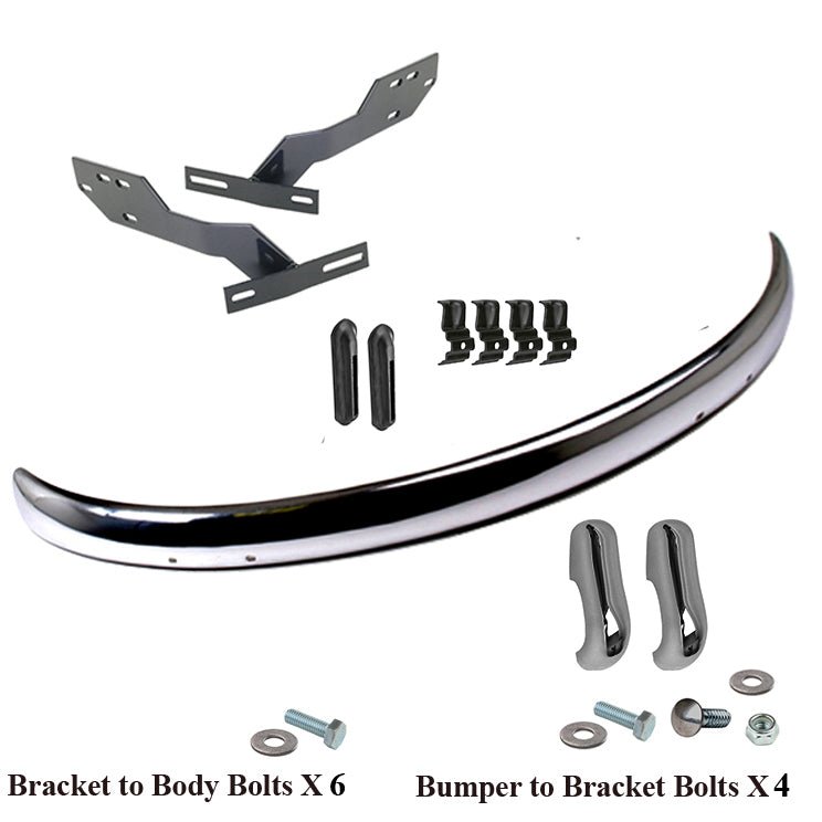 Vw Bug 1968 - 73 Rear Early Blade Bumper Kit W/Conversion Brackets, Euro - Moore Parts