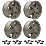 Vw Bug 5 Lug Wheel Package Bronze GTV 2 Empi BRM 15" X 5" & 6.5" Rims, Black Lugs - Moore Parts