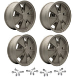 Vw Bug 5 Lug Wheel Package Bronze GTV 2 Empi BRM 15" X 5" & 6.5" Rims, Chrome Lugs - Moore Parts