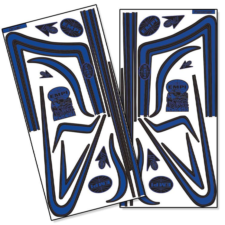 Vw Bug EMPI GTV C - Stripe Decal Set - Blue Stripe / Black Outline - Moore Parts