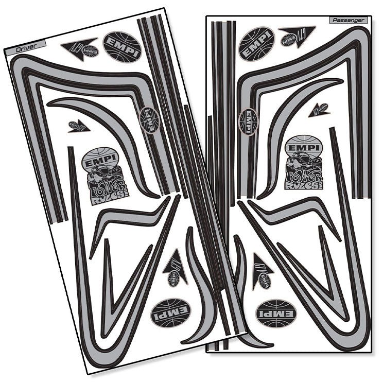 Vw Bug EMPI GTV C - Stripe Decal Set - Silver Stripe / Black Outline - Moore Parts