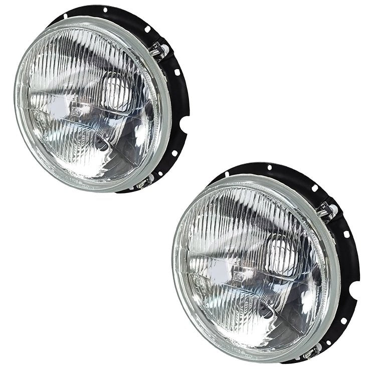 Vw Bug H4 Headlight Bucket Assembly Kit W/Chrome Rings. Pair Left & Right - Moore Parts