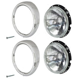 Vw Bug H4 Headlight Bucket Assembly Kit W/Chrome Rings. Pair Left & Right - Moore Parts