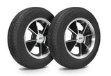 VW Bug Wheel & Tire Package, Yokohama Tires and EMPI 4 Lug , Black/Polished Wheels Set Of 4 - Moore Parts