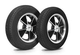 VW Bug Wheel & Tire Package, Yokohama Tires and EMPI 4 Lug Staggered, Black/Polished Wheels Set Of 4 - Moore Parts