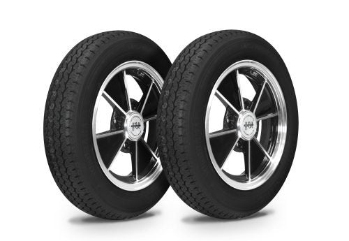 VW Bug Wheel & Tire Package, Yokohama Tires & EMPI 4 lug Black/Polished Wheels Set Of 4 - Moore Parts