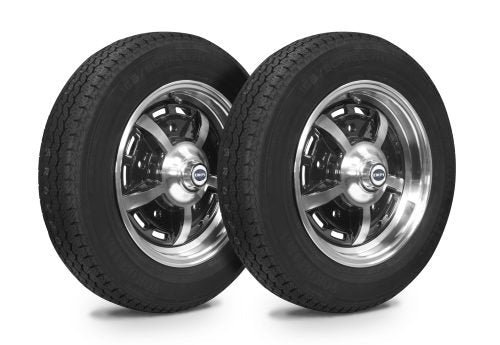 VW Bug Wheel & Tire Package, Yokohama Tires & EMPI 5 Lug Sprintstar Black/Polished Wheels Set Of 4 - Moore Parts