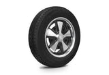 VW Bug Wheel & Tire Package, Yokohama Tires & EMPI 5 Lug Staggered, W/ Alloy Black/Polished Wheels Set Of 4 - Moore Parts