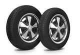 VW Bug Wheel & Tire Package, Yokohama Tires & EMPI 5 Lug Staggered, W/ Alloy Black/Polished Wheels Set Of 4 - Moore Parts