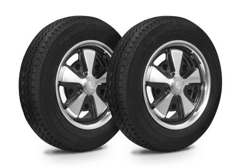 VW Bug Wheel & Tire Package, Yokohama Tires & EMPI 5 Lug W/ Alloy Black/Polished Wheels Set Of 4 - Moore Parts
