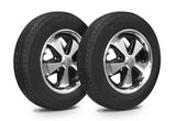 VW Bug Wheel & Tire Package, Yokohama Tires & EMPI 5 Lug w/ Alloy Black/Polished Wheels Set Of 4 - Moore Parts