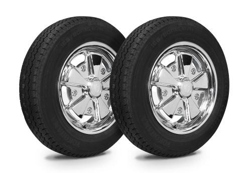 VW Bug Wheel & Tire Package, Yokohama Tires & EMPI 5 Lug W/ Alloy Chrome Wheels Set Of 4 - Moore Parts