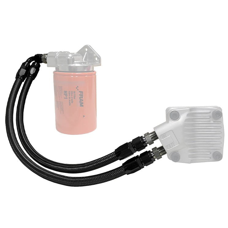Vw Bus Full Flow - 6 Oil Hoses, Black AN Fittings - Black SS Hose - Moore Parts
