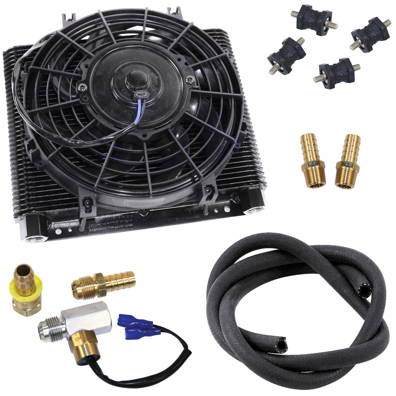Empi 9293 Mesa 96 Plate Oil Cooler/Electric Fan Kit W/Fan Thermostat, Hose, Fittings