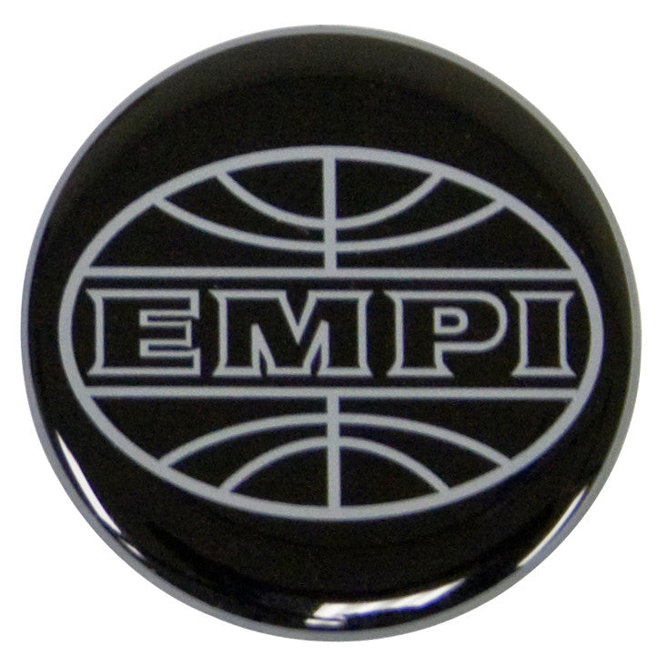Empi 9664 Wheel Cap/Horn Button Sticker, Empi Logo Black/Silver 43mm