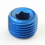 1/4" NPT Blue Aluminum Allen Plug For Fuel, Oil Or Brake Fluid, Pair - Moore Parts