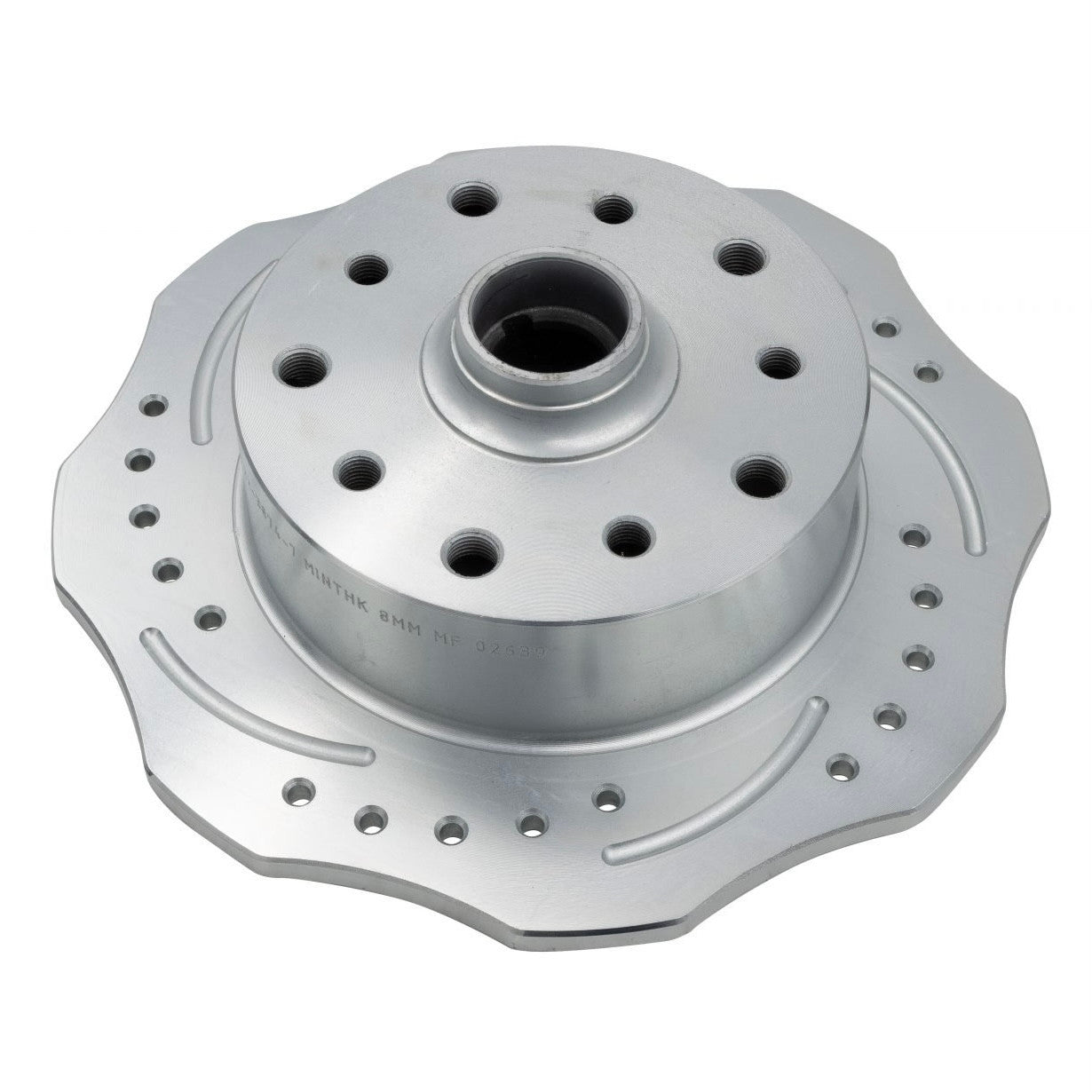 Empi 22-3874-7 Scalloped Brake Rotor, Left Front Double Drilled F/Porsche 5x130mm & Chevy 5x4.75