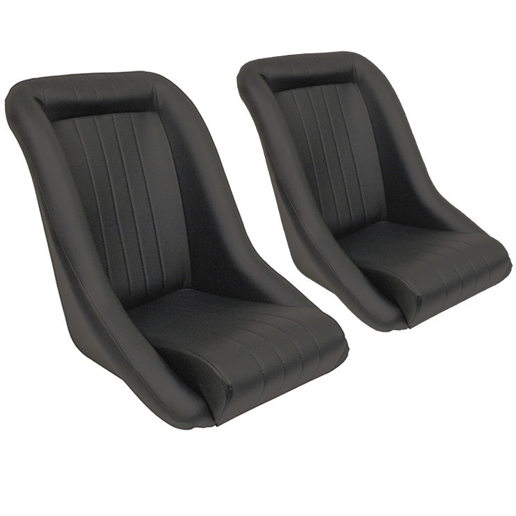 Empi 62-2880 Race Trim Roadster Style Lo-Back Seats - Black Vinyl, Pair (62-2880-PAIR)