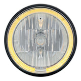 7" Crystal Headlight W/Amber LED Halo Ring, 9007 Bulb & H4 Adapter - Moore Parts